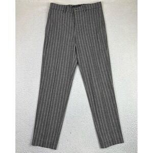 Alberto Gene Retro Stripe Pants Mens 32x32 Gray Wool Blend Dress Comfort Fit NEW